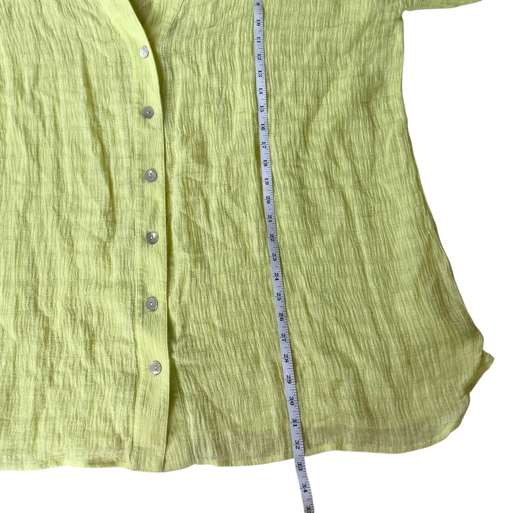 Soft Surroundings Button Up Top Womens 2X Lime Green Linen Cotton Gauze - Picture 9 of 9